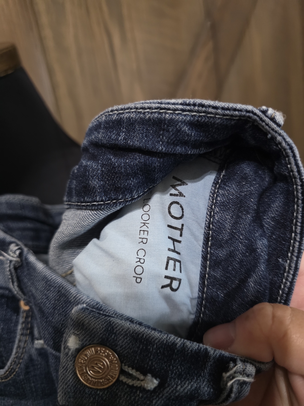 MOTHER Skinny Distressed Blue Jeans - Picture 4 of 5